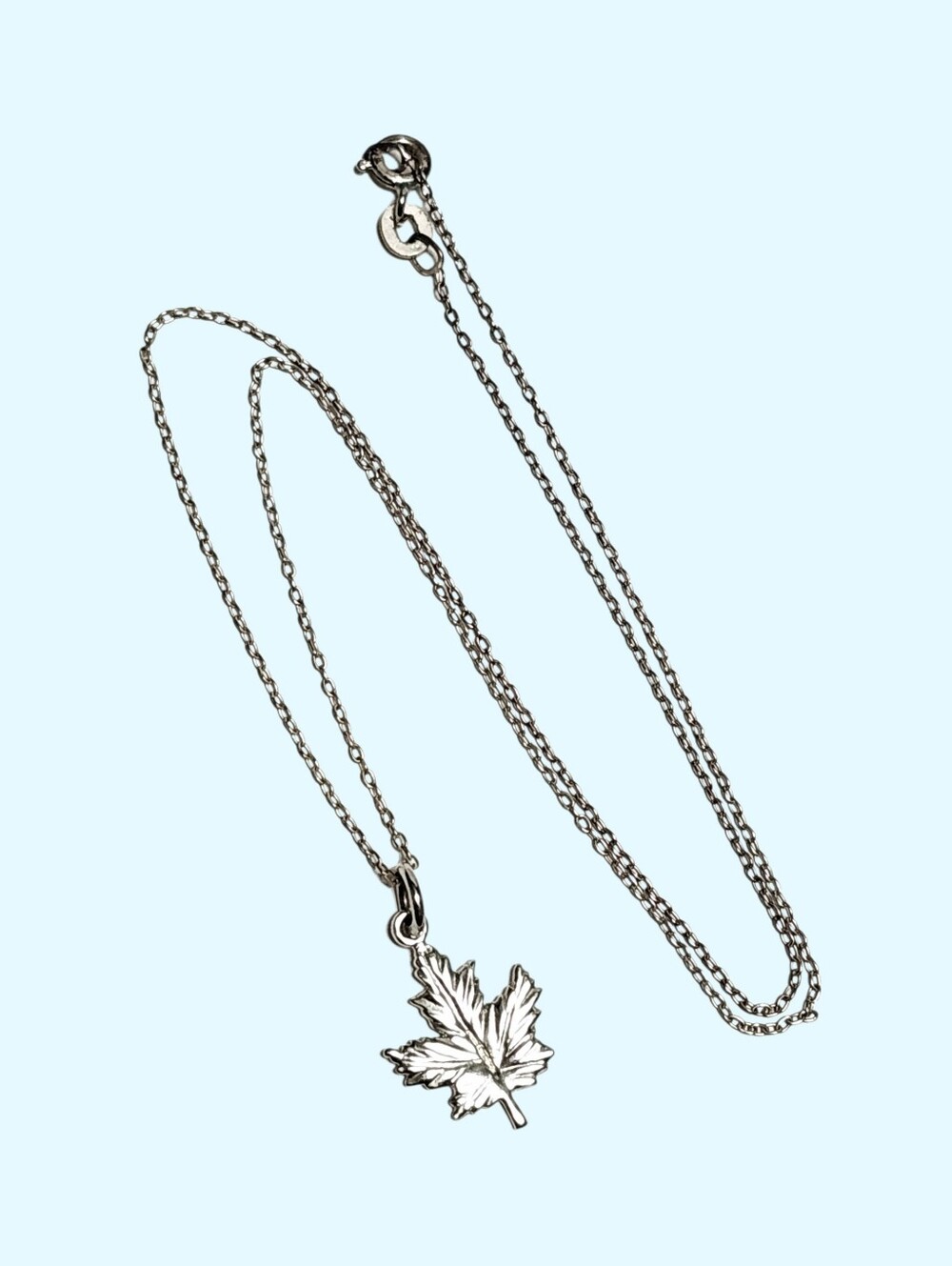 Sterling Silver Maple Leaf Pendant Necklace - Picture 2 of 8